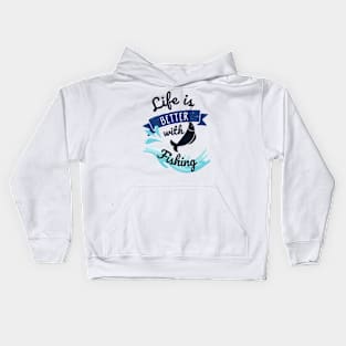 Life is better with fishing- retro Kids Hoodie